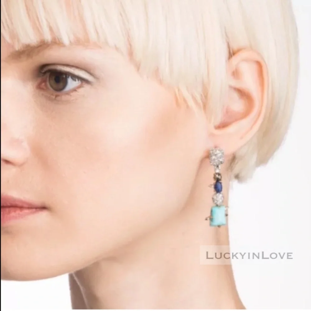 ALEXIS BITTAR • Elements Stone Lapis Turquoise Linear Earrings